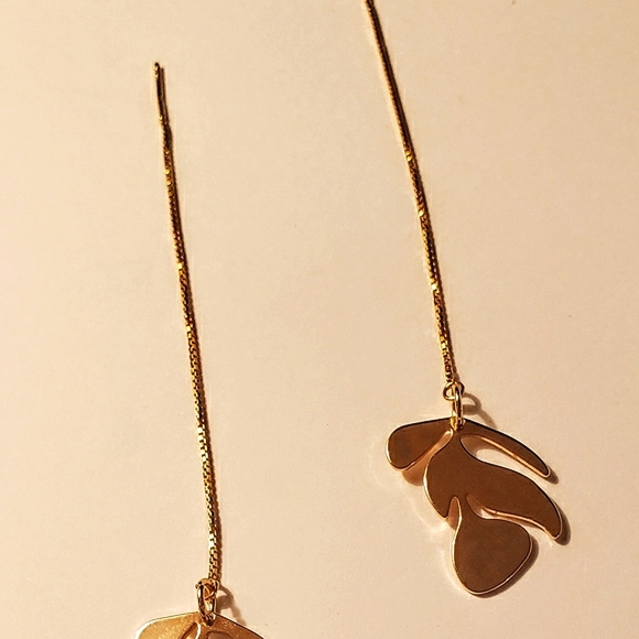 ▪️.925 Sterling Silver: 24k gp sterling earrings w/monstera ~New~ - Picture 5 of 10